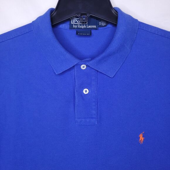 Ralph Lauren Polo Shirt Mens XL Blue Orange Pony Cotton Vintage - Picture 1 of 13